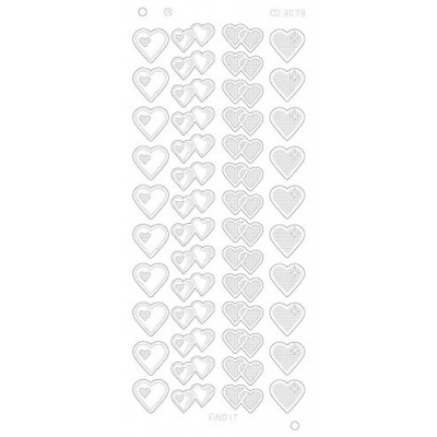 Stickervel: Hearts Various- platinum - Goud